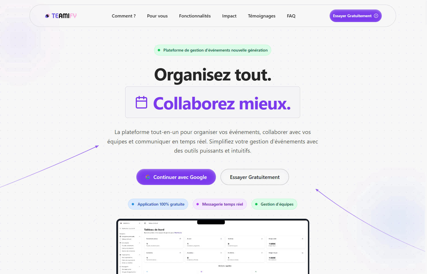 Teamify • Application de gestion événementielle